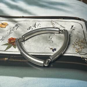 Vintage 925 Sterling Silver Tube Link Bracelet Triangular Solid